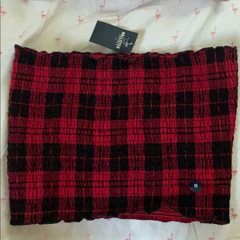 Hollister Plaid Smocked Tube Top M